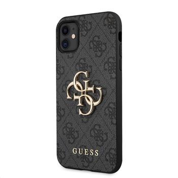 Guess PU 4G Metal Logo Zadní Kryt pro iPhone 11 Grey