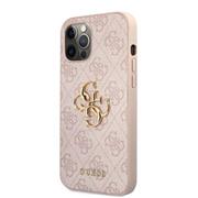 Guess PU 4G Metal Logo Zadní Kryt pro iPhone 12 Pro Max Pink