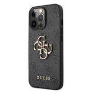 Guess PU 4G Metal Logo Zadní Kryt pro iPhone 13 Pro Max Grey