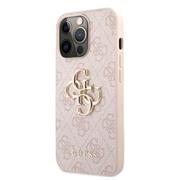 Guess PU 4G Metal Logo Zadní Kryt pro iPhone 13 Pro Max Pink