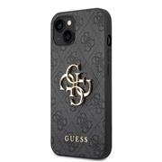 Guess PU 4G Metal Logo Zadní Kryt pro iPhone 14 Plus Grey