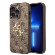 Guess PU 4G Metal Logo Zadní Kryt pro iPhone 15 Pro Brown