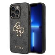 Guess PU 4G Metal Logo Zadní Kryt pro iPhone 15 Pro Grey