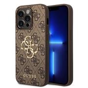 Guess PU 4G Metal Logo Zadní Kryt pro iPhone 15 Pro Max Brown