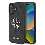 Guess PU 4G Metal Logo Zadní Kryt pro iPhone 16 Plus Grey