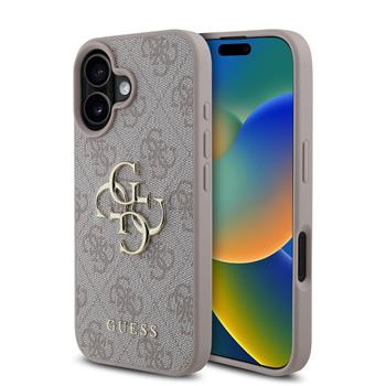 Guess PU 4G Metal Logo Zadní Kryt pro iPhone 16 Plus Pink