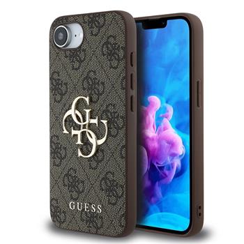 Guess PU 4G Metal Logo Zadní Kryt pro iPhone 16e Brown