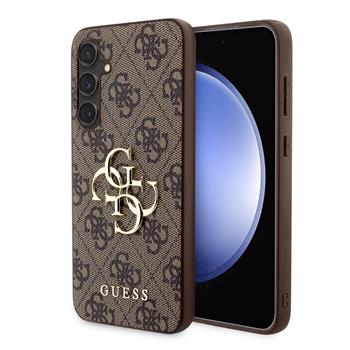 Guess PU 4G Metal Logo Zadní Kryt pro Samsung Galaxy S23 FE Brown