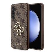 Guess PU 4G Metal Logo Zadní Kryt pro Samsung Galaxy S23 FE Brown