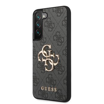 Guess PU 4G Metal Logo Zadní Kryt pro Samsung Galaxy S23 Grey