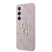 Guess PU 4G Metal Logo Zadní Kryt pro Samsung Galaxy S23 Pink