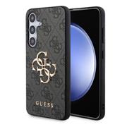 Guess PU 4G Metal Logo Zadní Kryt pro Samsung Galaxy S24 Grey