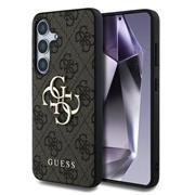 Guess PU 4G Metal Logo Zadní Kryt pro Samsung Galaxy S25 Brown