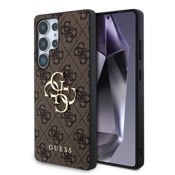 Guess PU 4G Metal Logo Zadní Kryt pro Samsung Galaxy S25 Ultra Brown