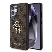 Guess PU 4G Metal Logo Zadní Kryt pro Samsung Galaxy S25 Ultra Brown