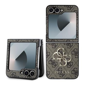 Guess PU 4G Metal Logo Zadní Kryt pro Samsung Galaxy Z Flip 6 Brown