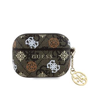 Guess PU 4G Peony Charm Pouzdro pro AirPods Pro Brown