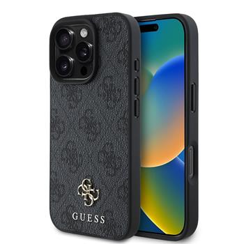 Guess PU 4G Small Metal Logo MagSafe Zadní Kryt pro iPhone 16 Pro Grey