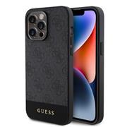 Guess PU 4G Stripe MagSafe Zadní Kryt pro iPhone 15 Pro Max Black