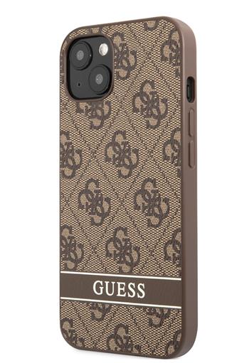 Guess PU 4G Stripe Zadní Kryt pro iPhone 13 Brown