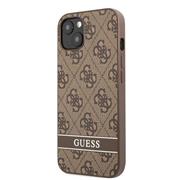 Guess PU 4G Stripe Zadní Kryt pro iPhone 13 Brown