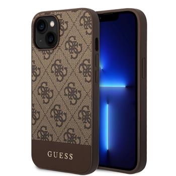 Guess PU 4G Stripe Zadní Kryt pro iPhone 14 Brown