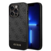 Guess PU 4G Stripe Zadní Kryt pro iPhone 14 Pro Grey