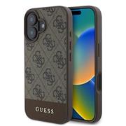 Guess PU 4G Stripe Zadní Kryt pro iPhone 16 Brown