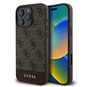 Guess PU 4G Stripe Zadní Kryt pro iPhone 16 Pro Brown