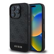 Guess PU 4G Stripe Zadní Kryt pro iPhone 16 Pro Grey