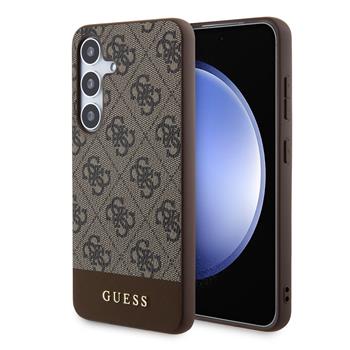 Guess PU 4G Stripe Zadní Kryt pro Samsung Galaxy S24+ Brown