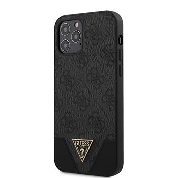 Guess PU 4G Triangle Zadní Kryt pro iPhone 12/12 Pro 6.1 Grey