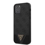 Guess PU 4G Triangle Zadní Kryt pro iPhone 12/12 Pro 6.1 Grey