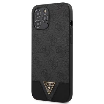 Guess PU 4G Triangle Zadní Kryt pro iPhone 12 Pro Max 6.7 Grey