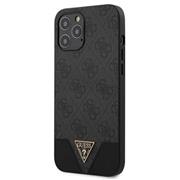 Guess PU 4G Triangle Zadní Kryt pro iPhone 12 Pro Max 6.7 Grey 