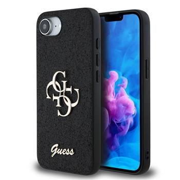 Guess PU Fixed Glitter 4G Metal Logo Zadní Kryt pro iPhone 16e Black