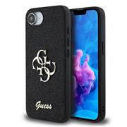 Guess PU Fixed Glitter 4G Metal Logo Zadní Kryt pro iPhone 16e Black