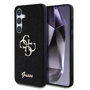 Guess PU Fixed Glitter 4G Metal Logo Zadní Kryt pro Samsung Galaxy S25 Black