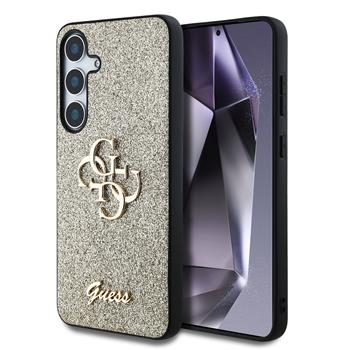 Guess PU Fixed Glitter 4G Metal Logo Zadní Kryt pro Samsung Galaxy S25 Gold