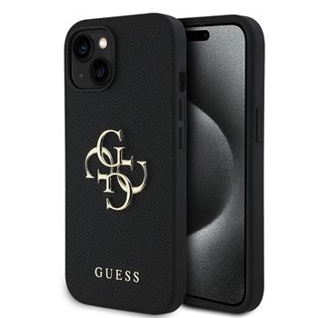 Guess PU Grained 4G Metal Logo Zadní Kryt pro iPhone 13 Black