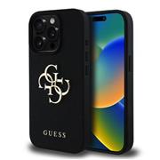 Guess PU Grained 4G Metal Logo Zadní Kryt pro iPhone 15 Pro Black