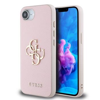 Guess PU Grained 4G Metal Logo Zadní Kryt pro iPhone 16e Pink