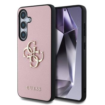 Guess PU Grained 4G Metal Logo Zadní Kryt pro Samsung Galaxy S25 Pink