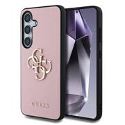 Guess PU Grained 4G Metal Logo Zadní Kryt pro Samsung Galaxy S25 Pink