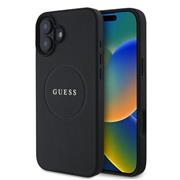 Guess PU Grained Classic Logo MagSafe Zadní Kryt pro iPhone 16 Black