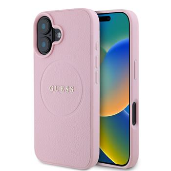 Guess PU Grained Classic Logo MagSafe Zadní Kryt pro iPhone 16 Pink