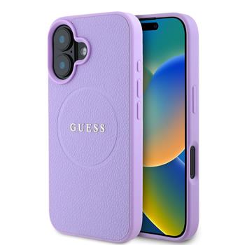 Guess PU Grained Classic Logo MagSafe Zadní Kryt pro iPhone 16 Plus Purple