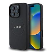 Guess PU Grained Classic Logo MagSafe Zadní Kryt pro iPhone 16 Pro Black