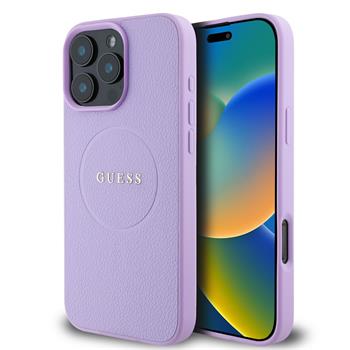 Guess PU Grained Classic Logo MagSafe Zadní Kryt pro iPhone 16 Pro Max Purple