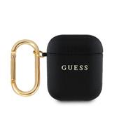 Guess PU Grained Classic Logo Pouzdro pro AirPods 1/2 Black